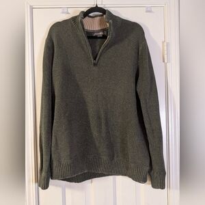 Eddie Bauer Men’s Forest Green Quarter-Zip Sweater | XL